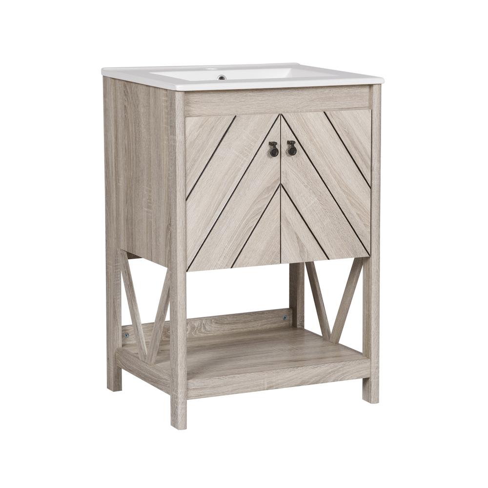 24 in. W x 18.5 in. D Vanity in Light Grey pt1230 (2 boxes)