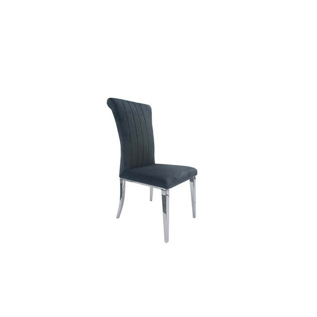 BEAUFORT UPHOLSTERED CURVED BACK SIDE CHAIRS DARK GREY (SET OF 2)