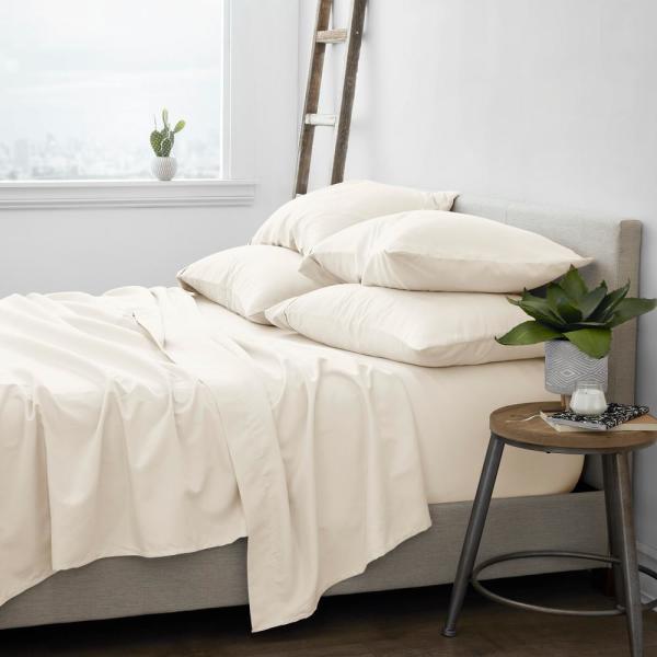 6-Piece Ivory Solid Microfiber King Sheet Set K7017