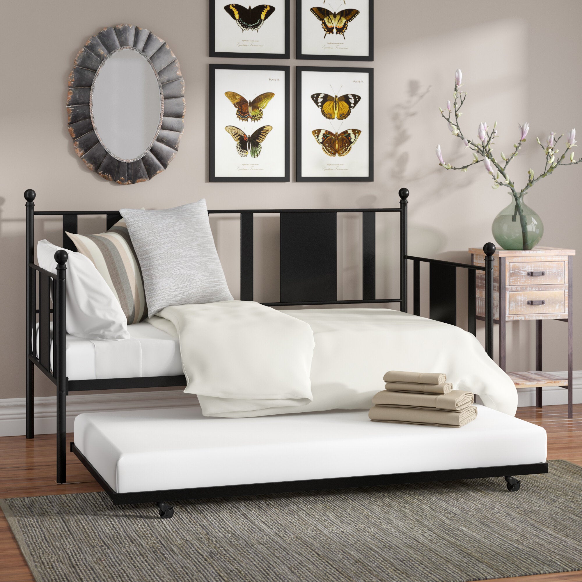 Benita Daybed with Trundle, Black - Twin (#K3604)