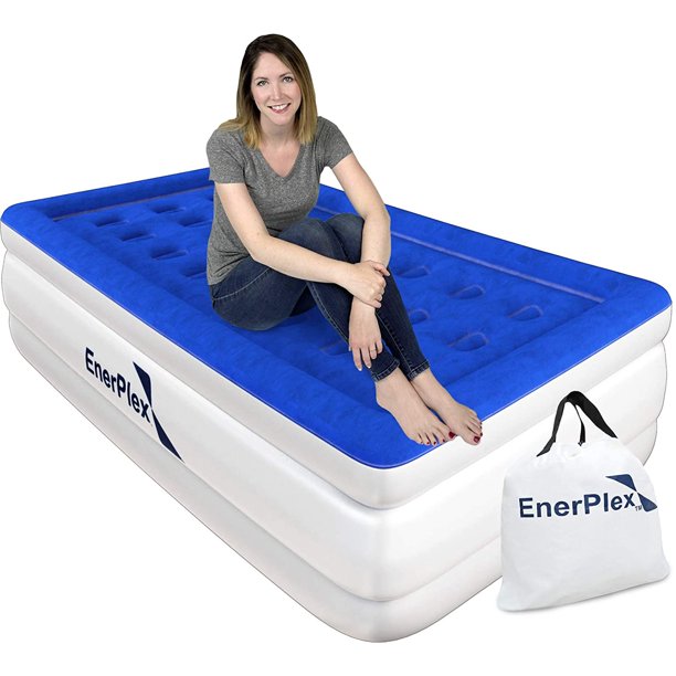 Air Mattress with Built-in Pump - Double Height Inflatable Mattress for Camping, Home & Portable Travel - Twin, 16 Inch