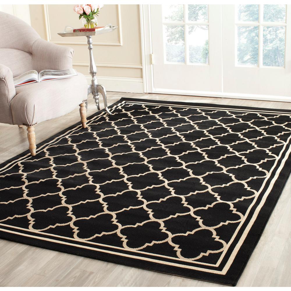 Courtyard Black/Beige 5' x 8' Indoor/Outdoor Area Rug #150R