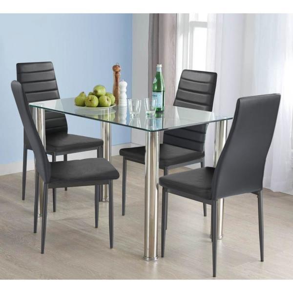 Ann Black High Backrest Upholstered Dining Chairs (Set of 4) #HA191