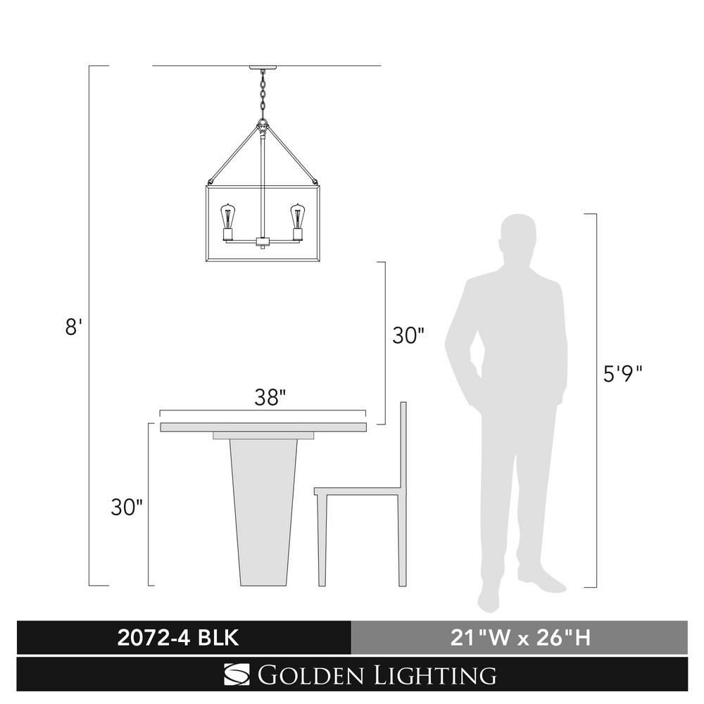 Wesson 4-Light Chandelier, Black (#K3660)