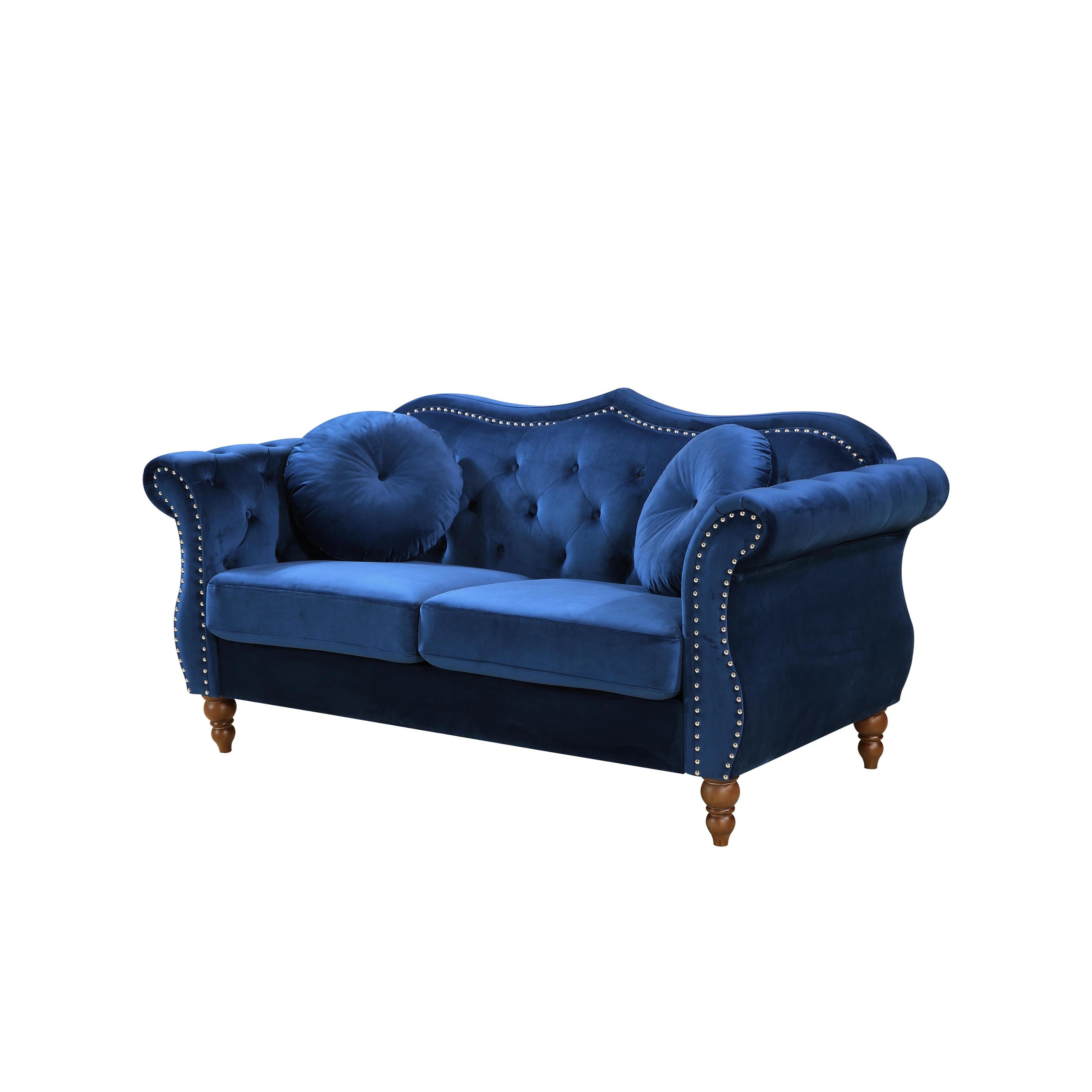 Bellbrook Blue Classic Nailhead Chesterfield Loveseat #CR2110 (2 boxes)