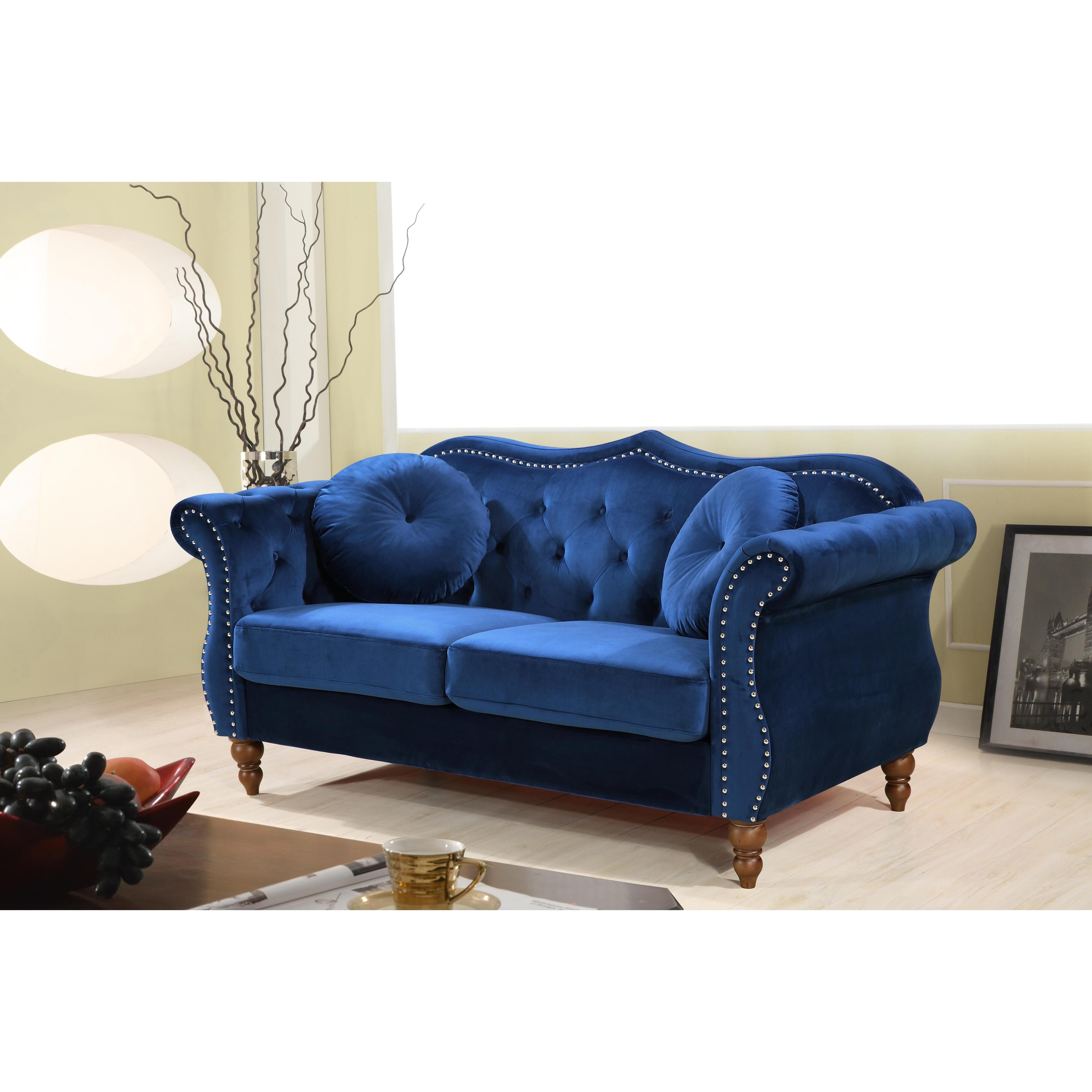 Bellbrook Blue Classic Nailhead Chesterfield Loveseat #CR2110 (2 boxes)