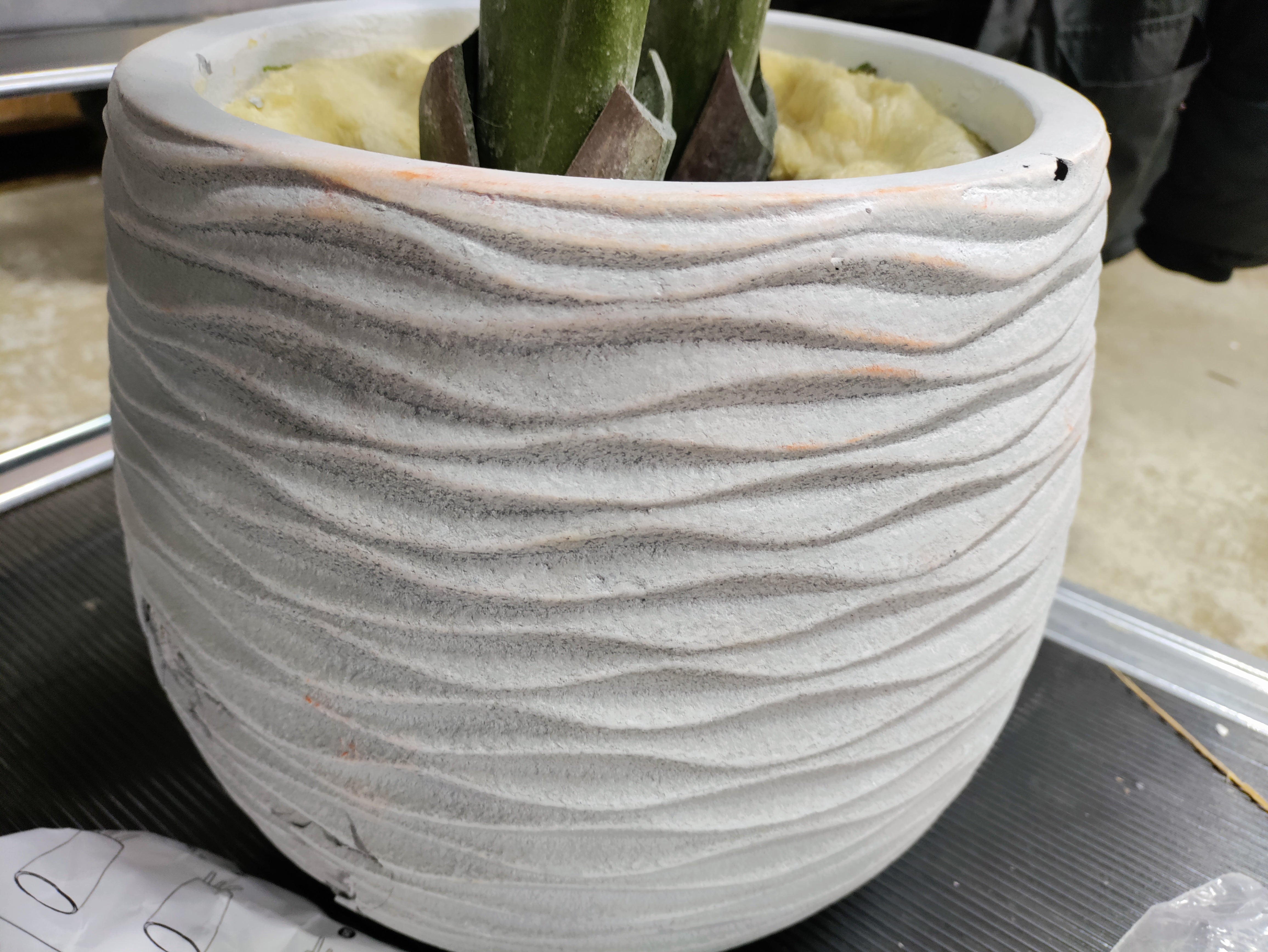60'' Faux Banana Leaf Plant in Fiber Clay Planter,