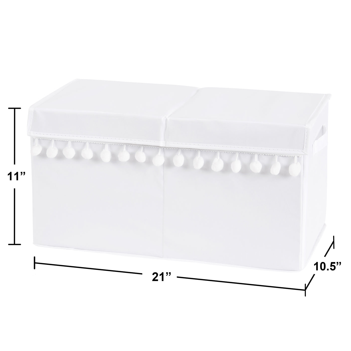 White Pom Pom Fabric Toy Bin Storage