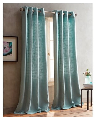 Boucle Solid Semi-Sheer Grommet Curtain Panels (Set of 2) #CR1056
