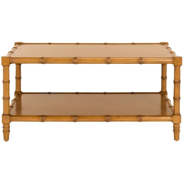 Brown Lacquered Bamboo Coffee Table