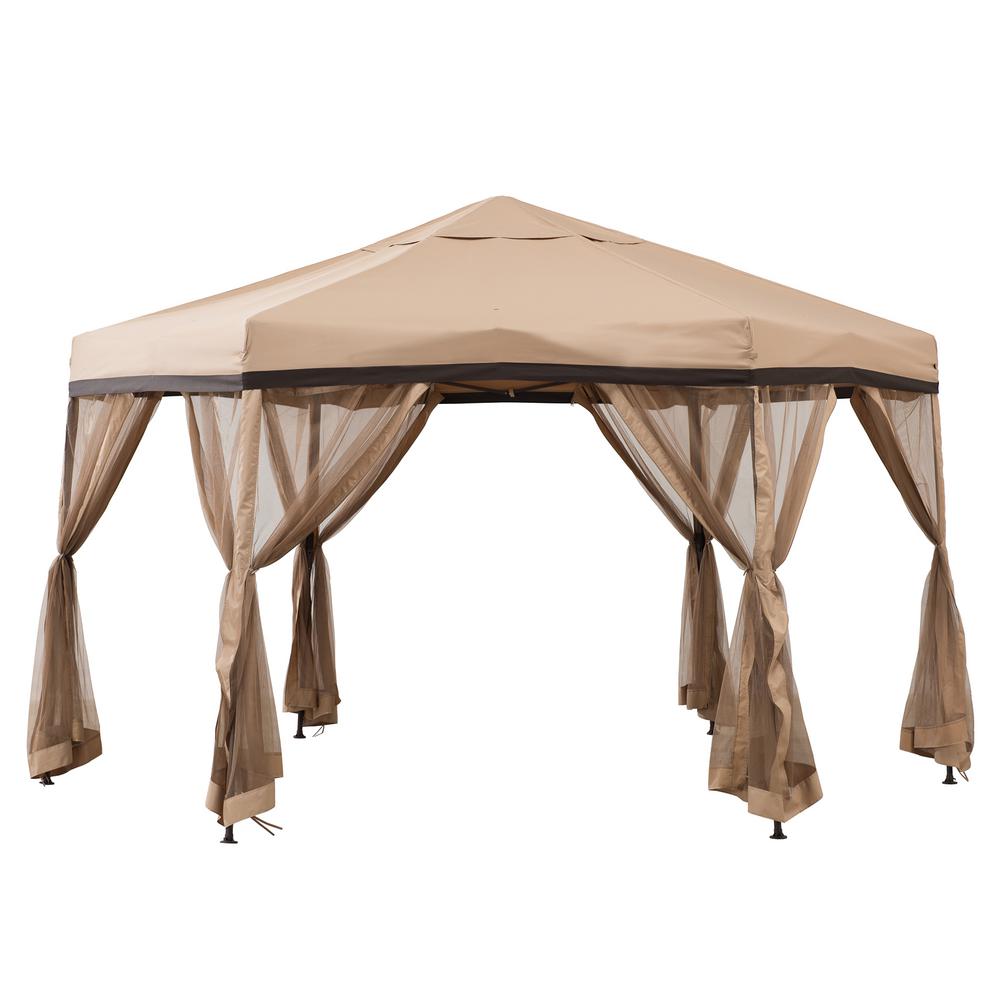 Wister Tan and Brown Steel Gazebo LX4697