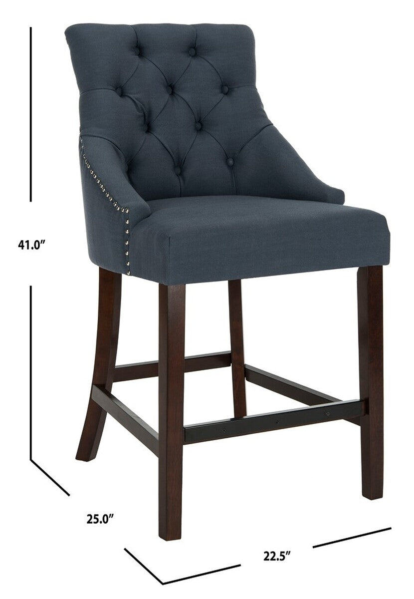 26" Linen Upholstered Stool in Navy (Set of 2) LX4062