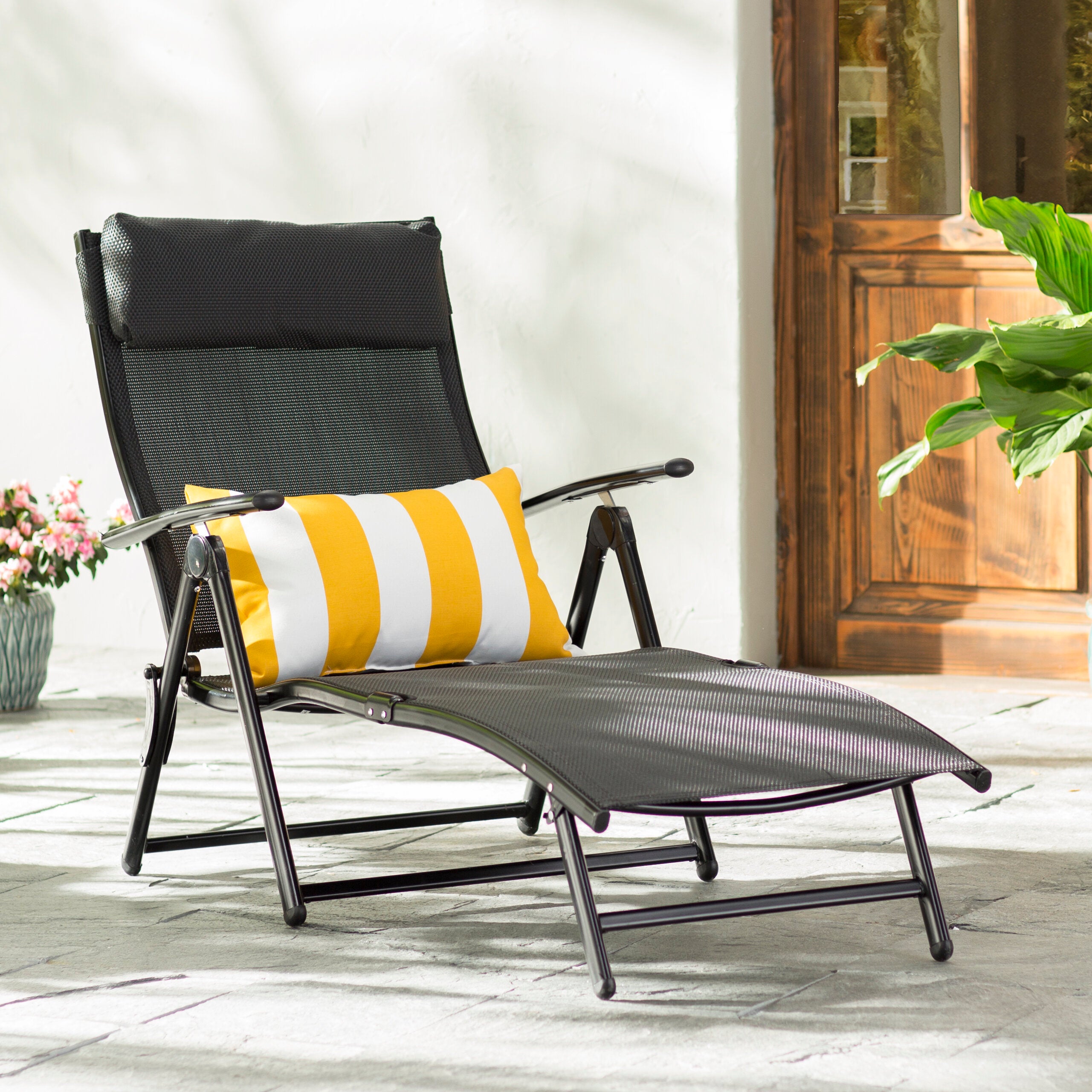 Havana Reclining Chaise Lounge, Black (#K1072)