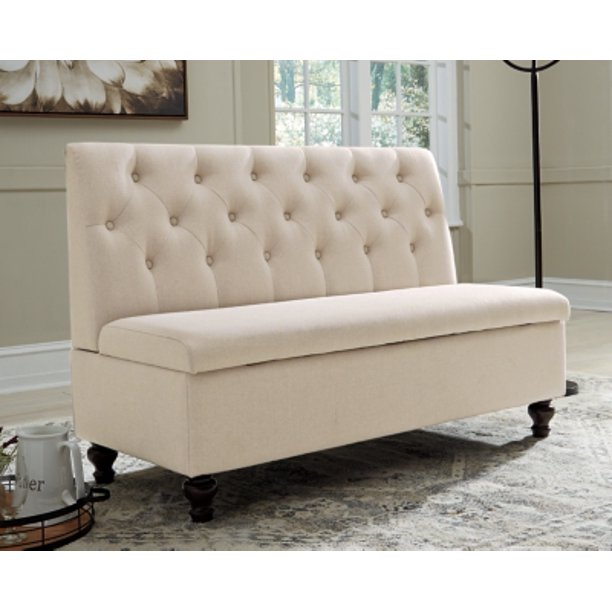 Gwendale French Country Tufted Back Storage Bench, Beige