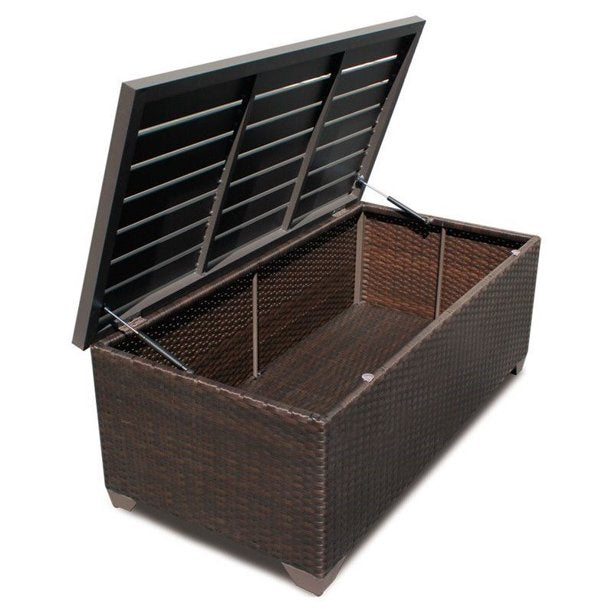 Barbados Outdoor Wicker Storage Coffee Table, Espresso (#K5058)