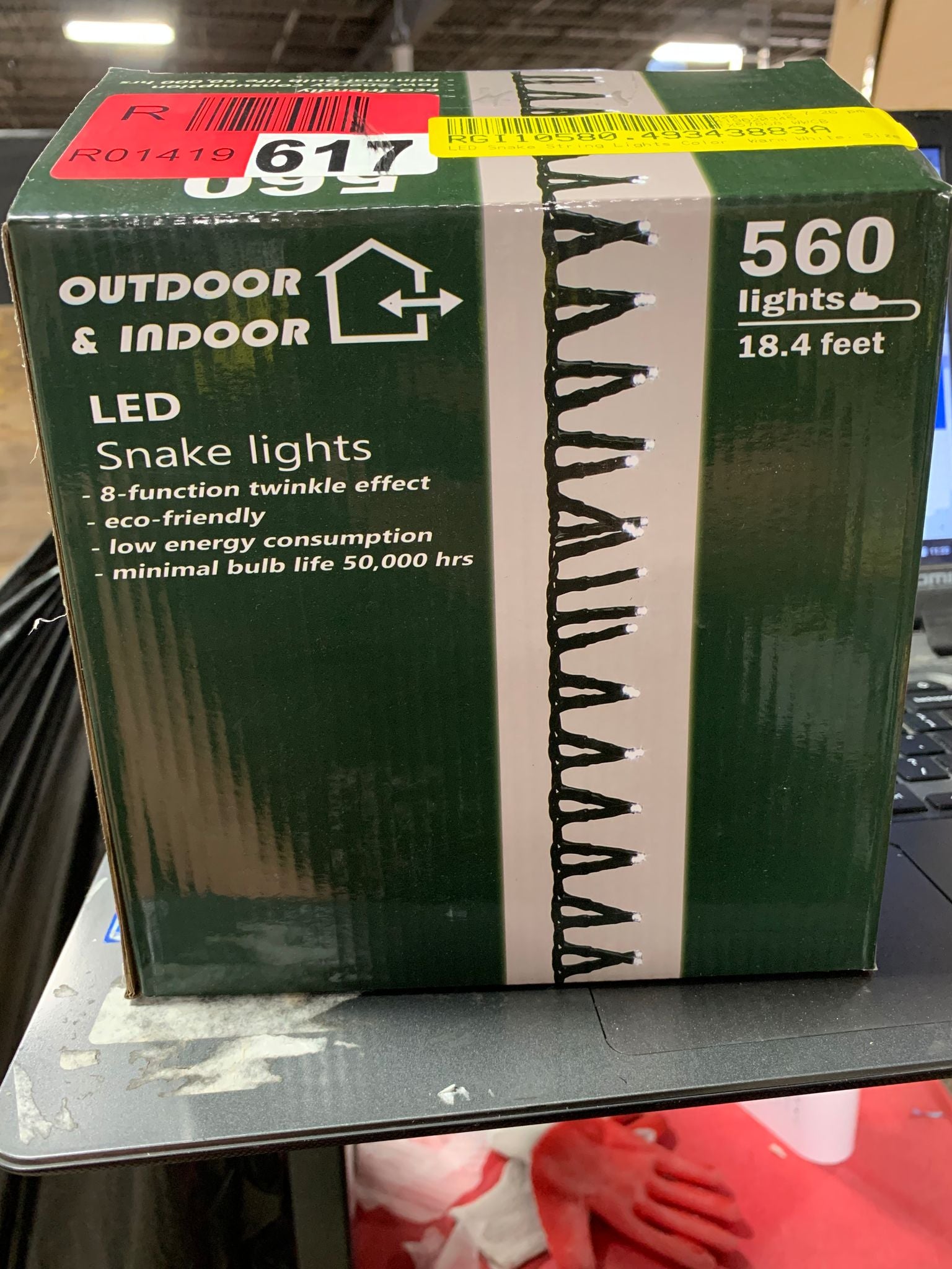 177.6" H x 4" W x 4" D Warm White LED Snake String Lights CYS258