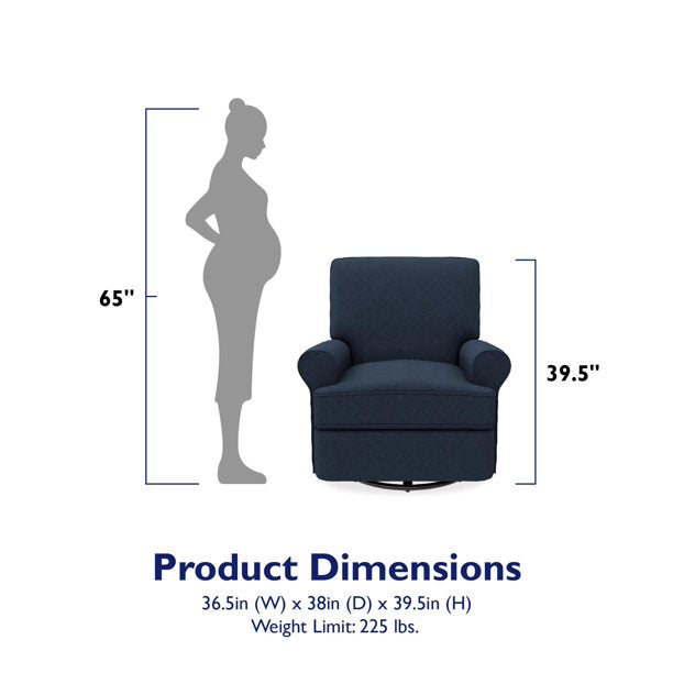 Baby Relax Tiana Swivel Glider Recliner Nursery Chair, Navy