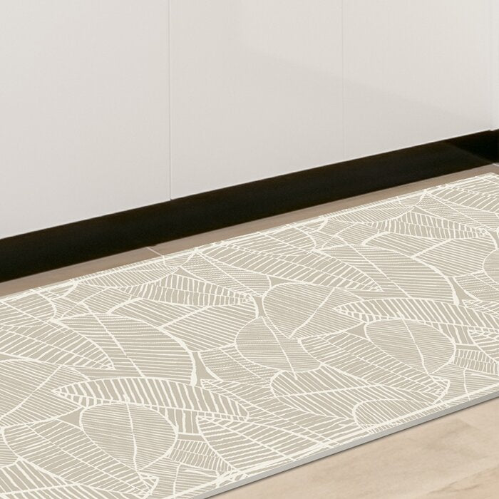 Beige Wein Tropical Leaf Decorative Kitchen Mat 2' x 5' LX4921