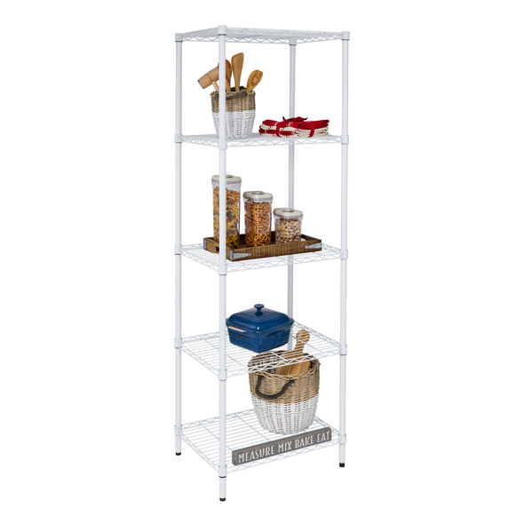 5-Tier Adjustable Shelving Unit with 250-lb Shelf Capacity, White K8592