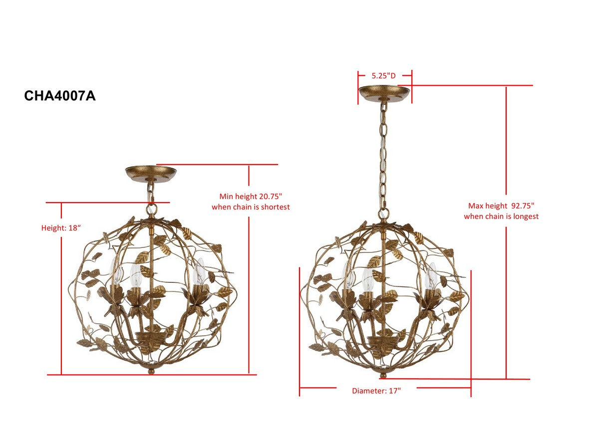 Austen 3-Light Cage Chandelier, Gold Leaf (#K5956)
