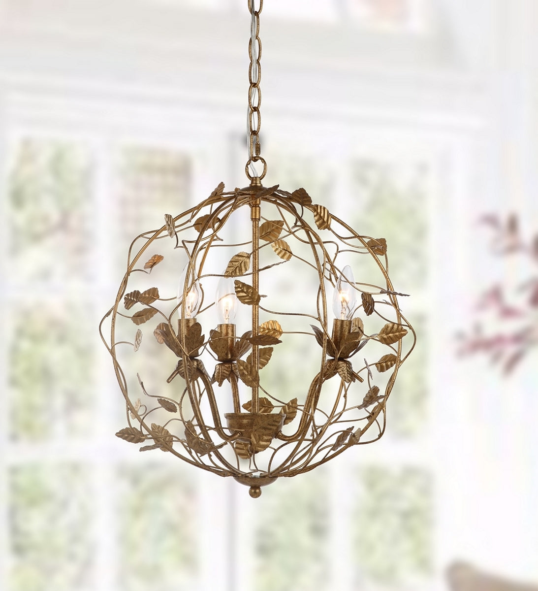 Austen 3-Light Cage Chandelier, Gold Leaf (#K5956)