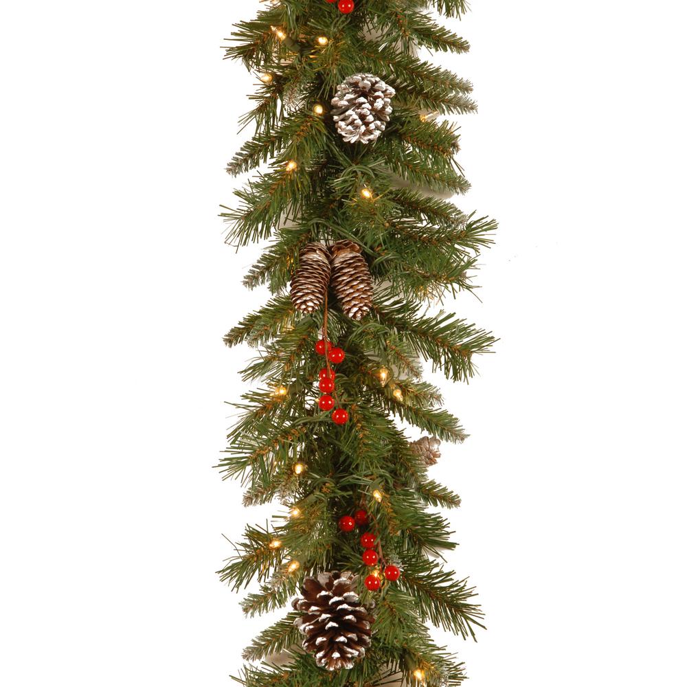 9 ft. Frosted Berry Garland with Clear Lights K7075