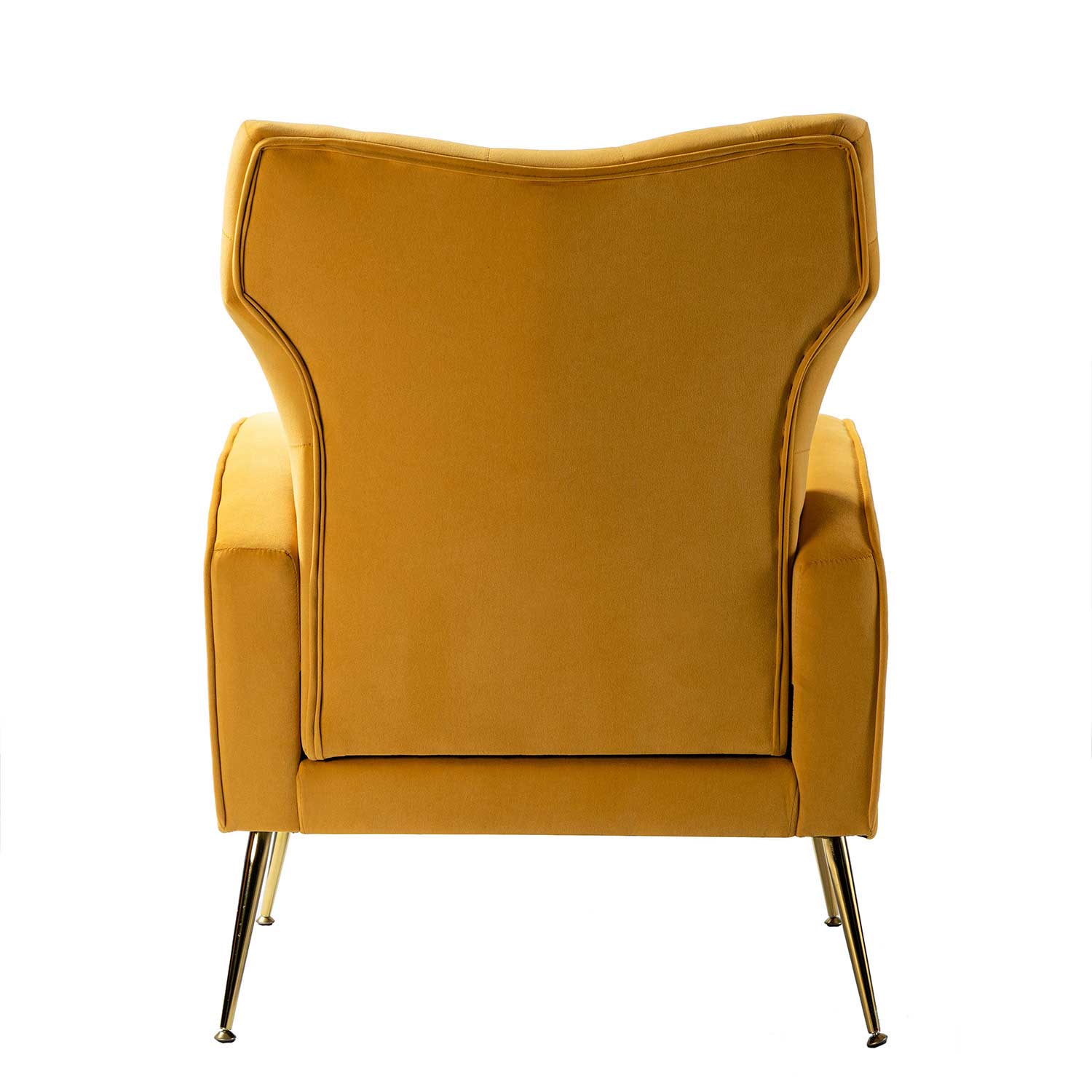 Abadiana Velvet Wingback Chair with Button Tufted Back in Mustard