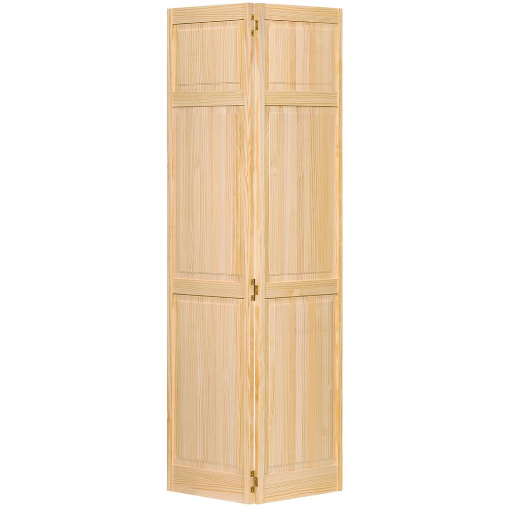 Set of 2 - Paneled Wood Unfinished Bi-Fold Door - 24" x 80" (#K3934 - 2 BOXES)