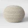 Cloverly Chunky Knit Pouf in Cream