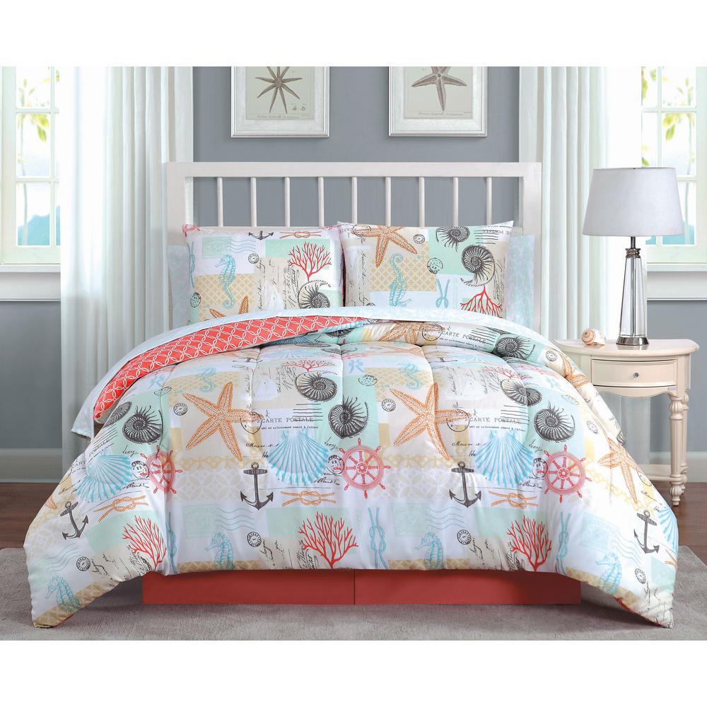 Belize 6-Piece Coral Twin Comforter Set K7069