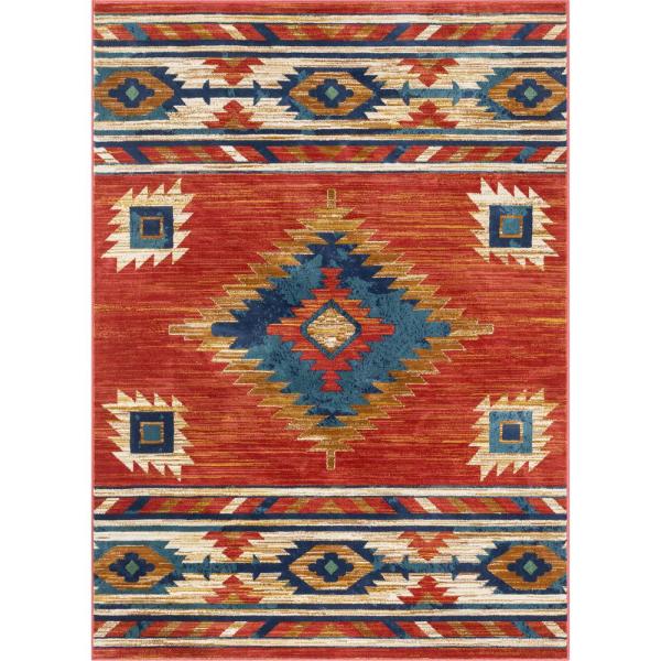 Well Woven Tulsa Lea Crimson Traditional Southwestern 5’3”x 7’3” Area Rug srug196