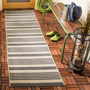 Courtyard Gray/Bone 2 ft. x 12 ft. Indoor/Outdoor Runner Rug ERUG63
