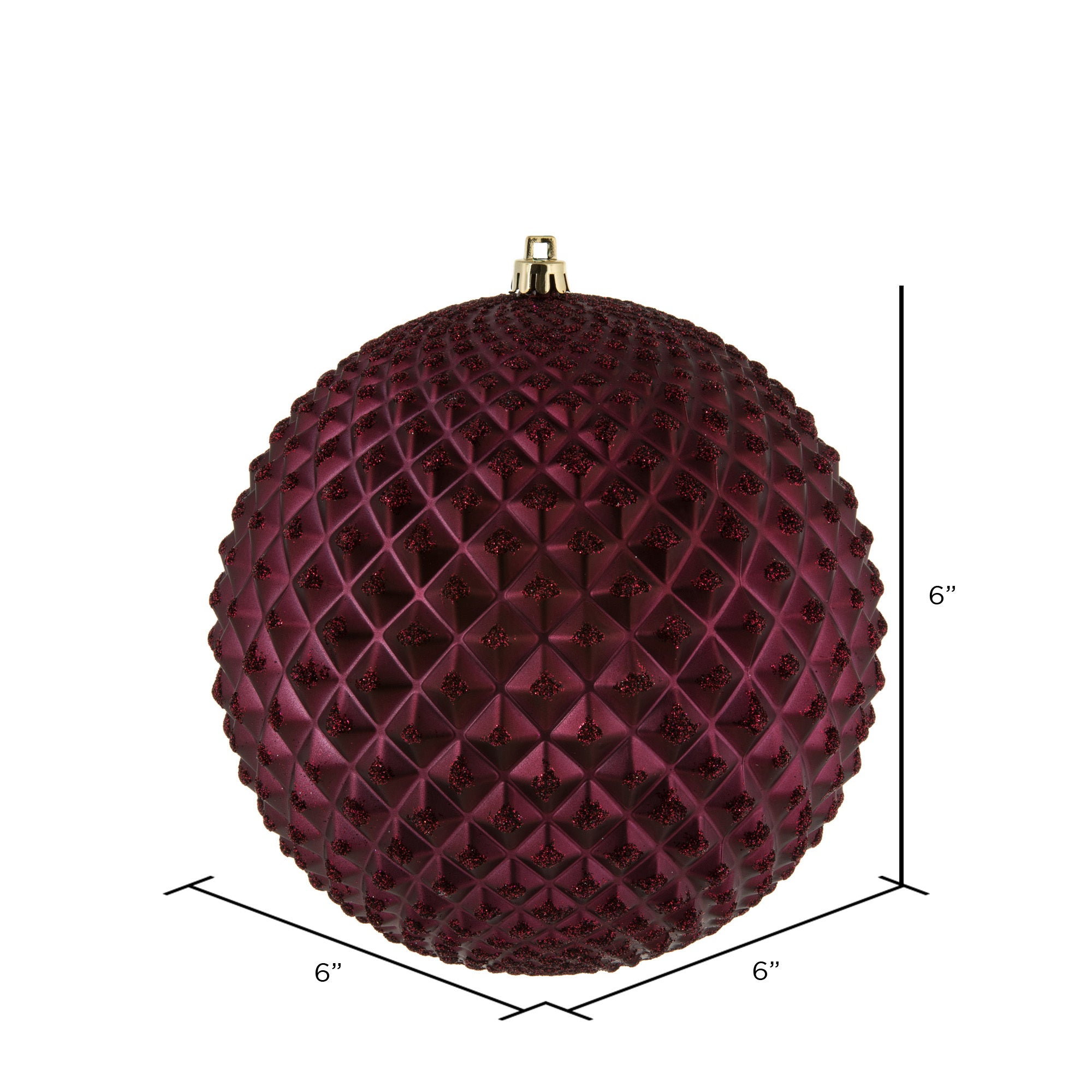 6" Wine Durian Glitt Ball Ornament Drill 4/Bag SHS145
