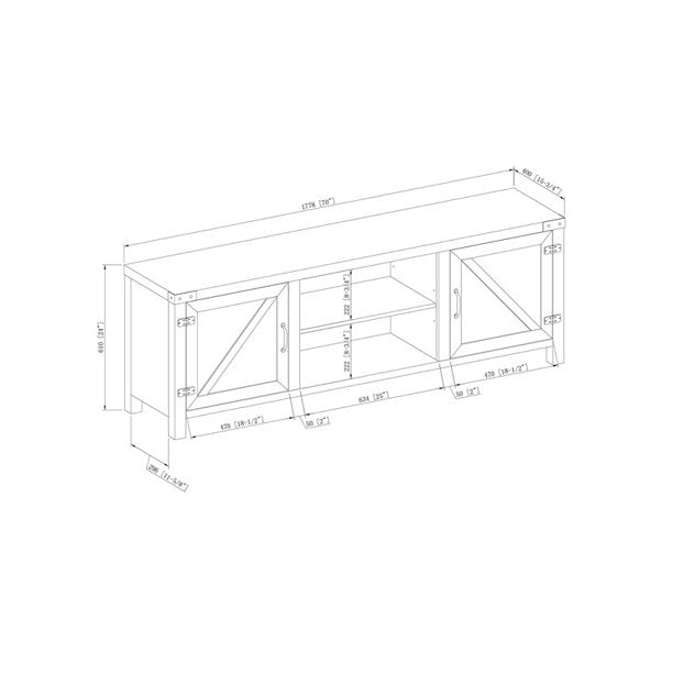 70" Rustic Farmhouse Barn Door TV Stand - Reclaimed Barnwood DR6023