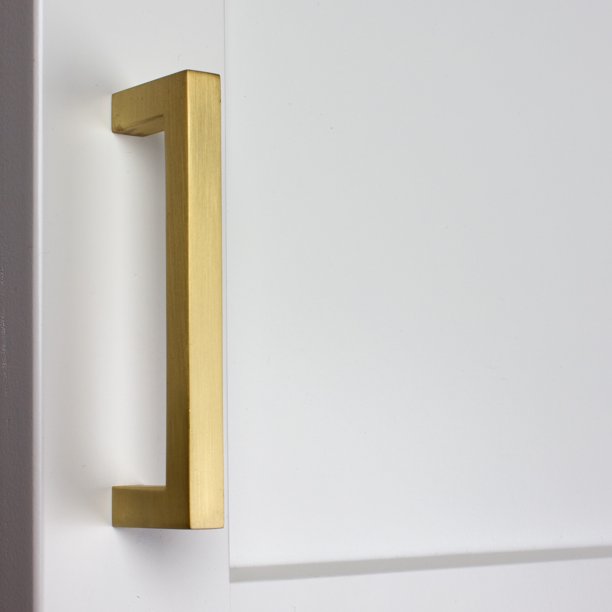 3 3/4 in Center Solid Square Bar Cabinet Pulls, Satin Gold, Pack of 10
