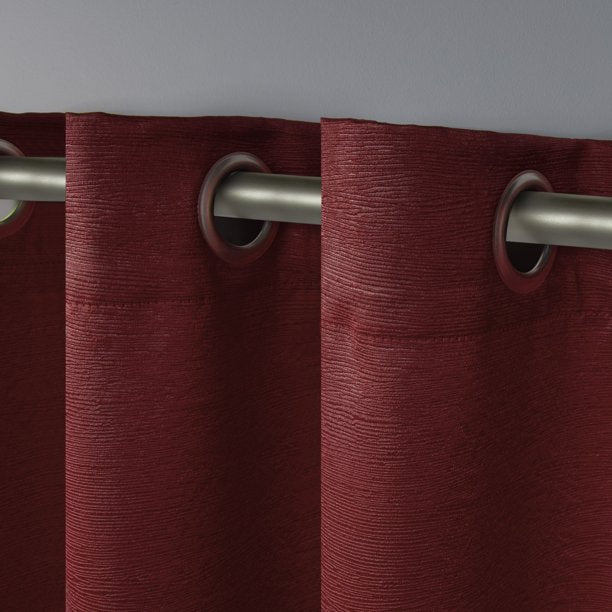 Exclusive Home Curtains Oxford Textured Sateen Room Darkening Blackout Grommet Top Curtain Panel Pair, 52x63, Chili (set of 2)