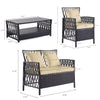 4 PC Black PE Wicker /  Rattan Patio Sectional Sofa Set K7165
