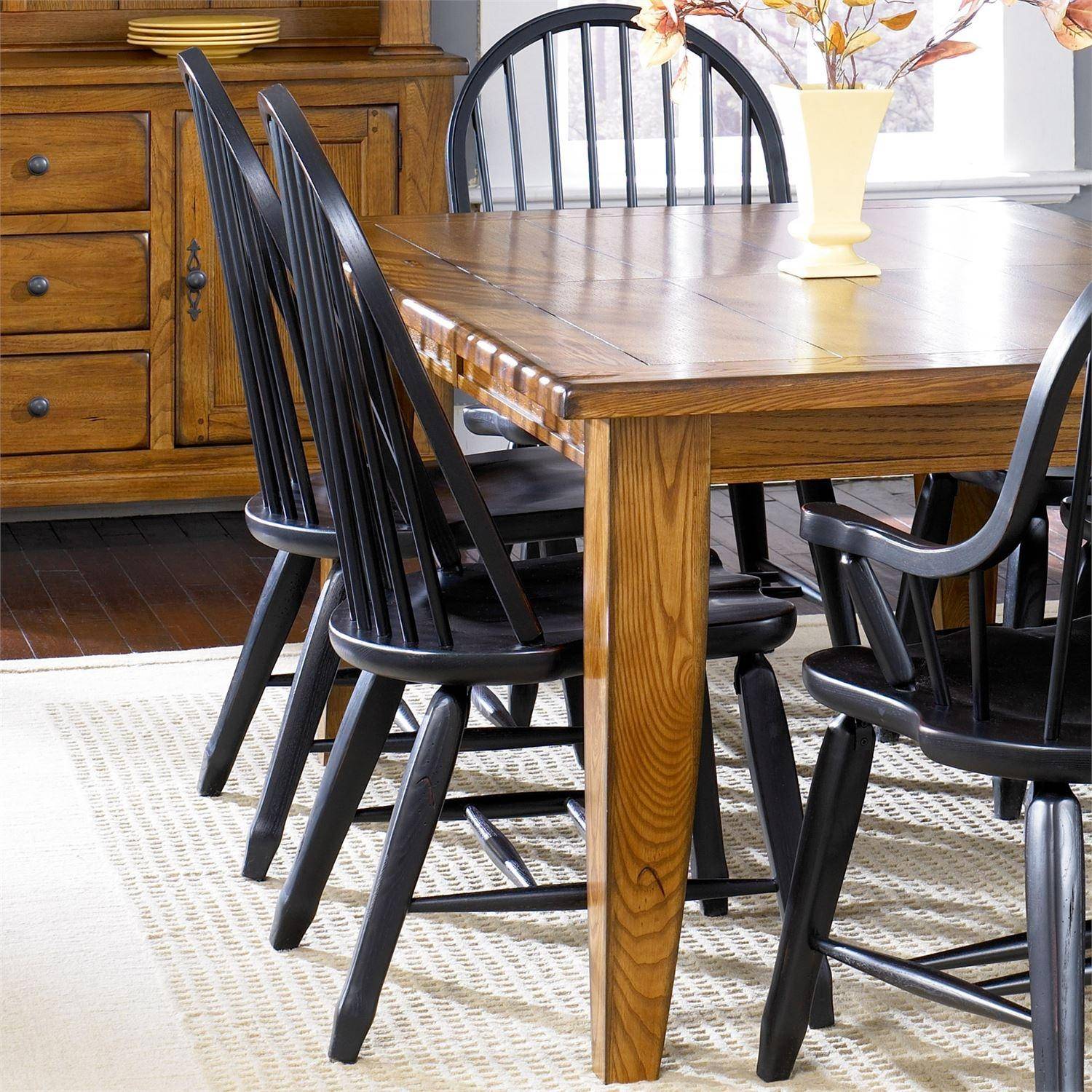 Black Rustic Oak Finish Dining Side Chair, (Set of 2)