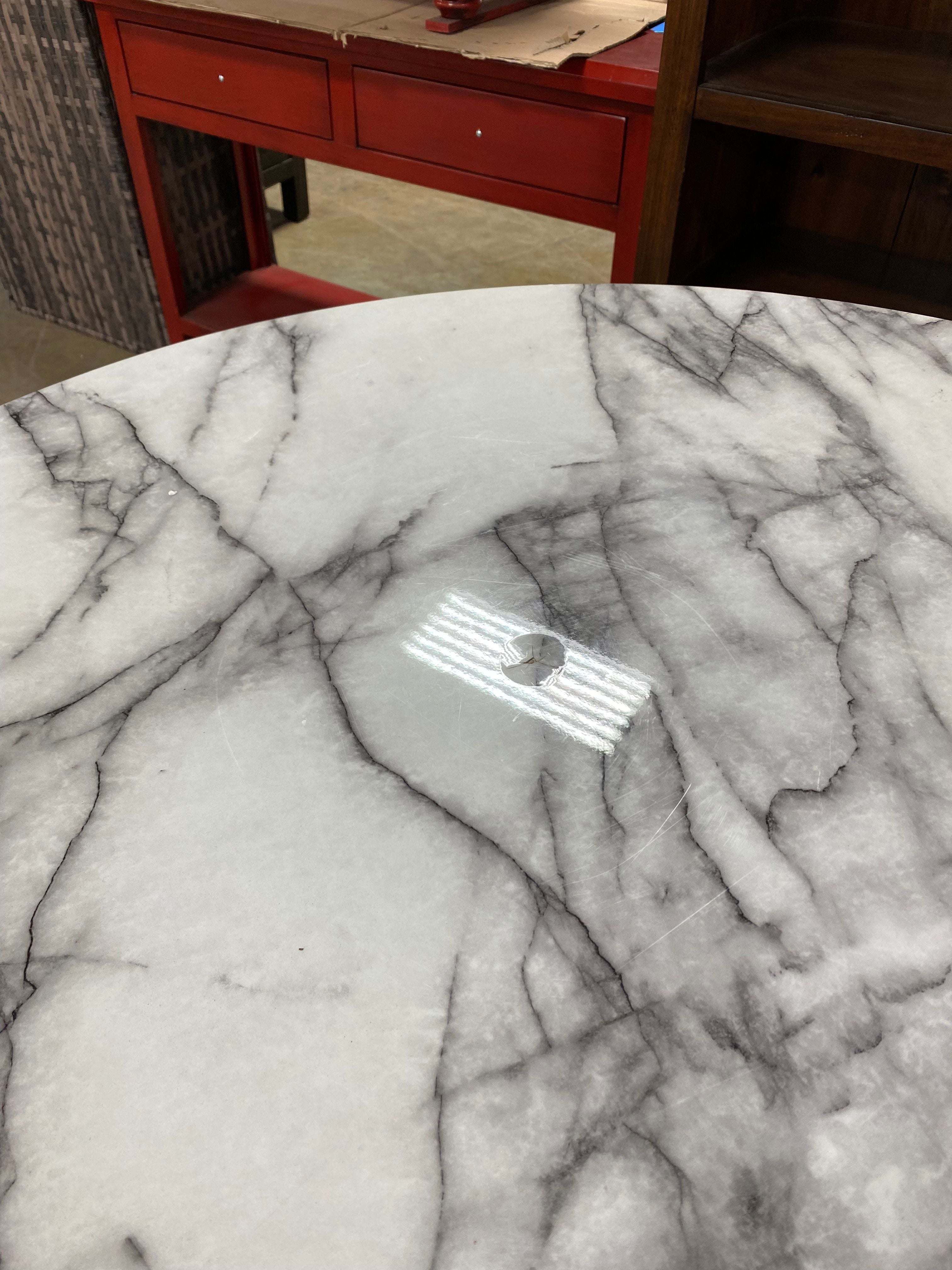 (AS IS) Modrest Holly Modern White & Gold Round Dining Table KBO327 (2 boxes)