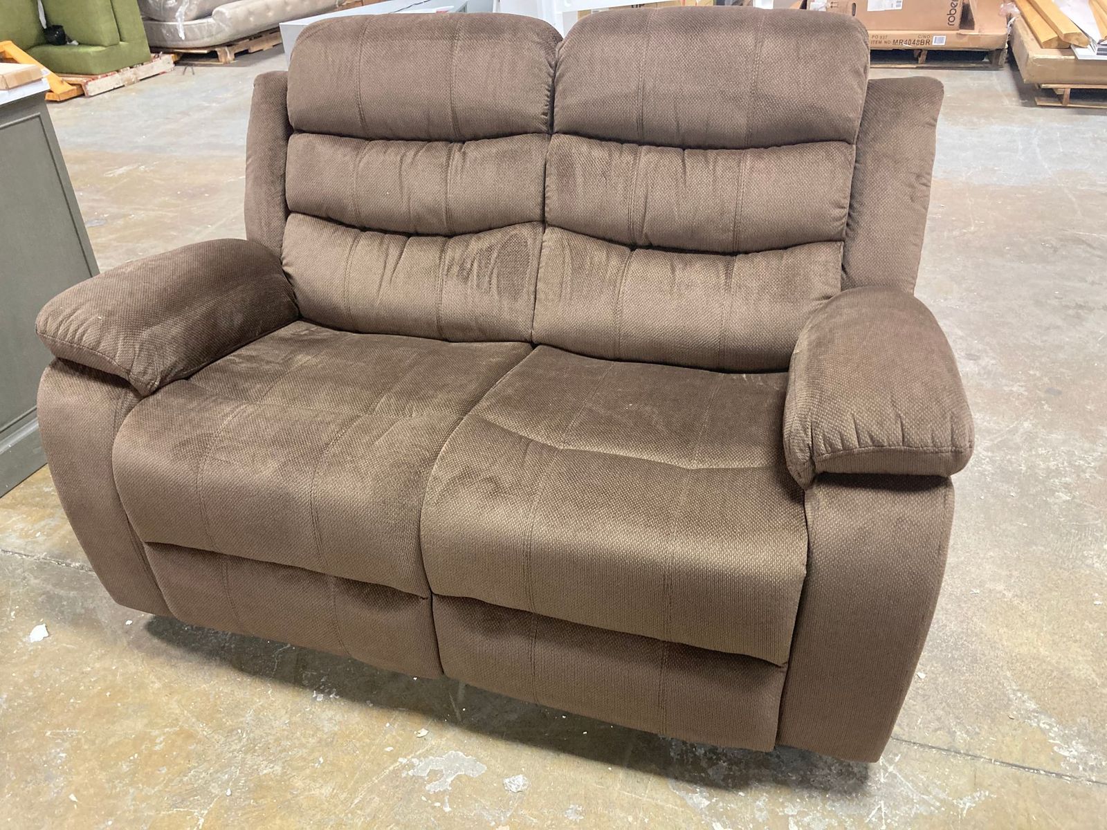 Bill 60 in. Brown  Polyester 2-Seater Reclining Loveseat with Square Arms OP029