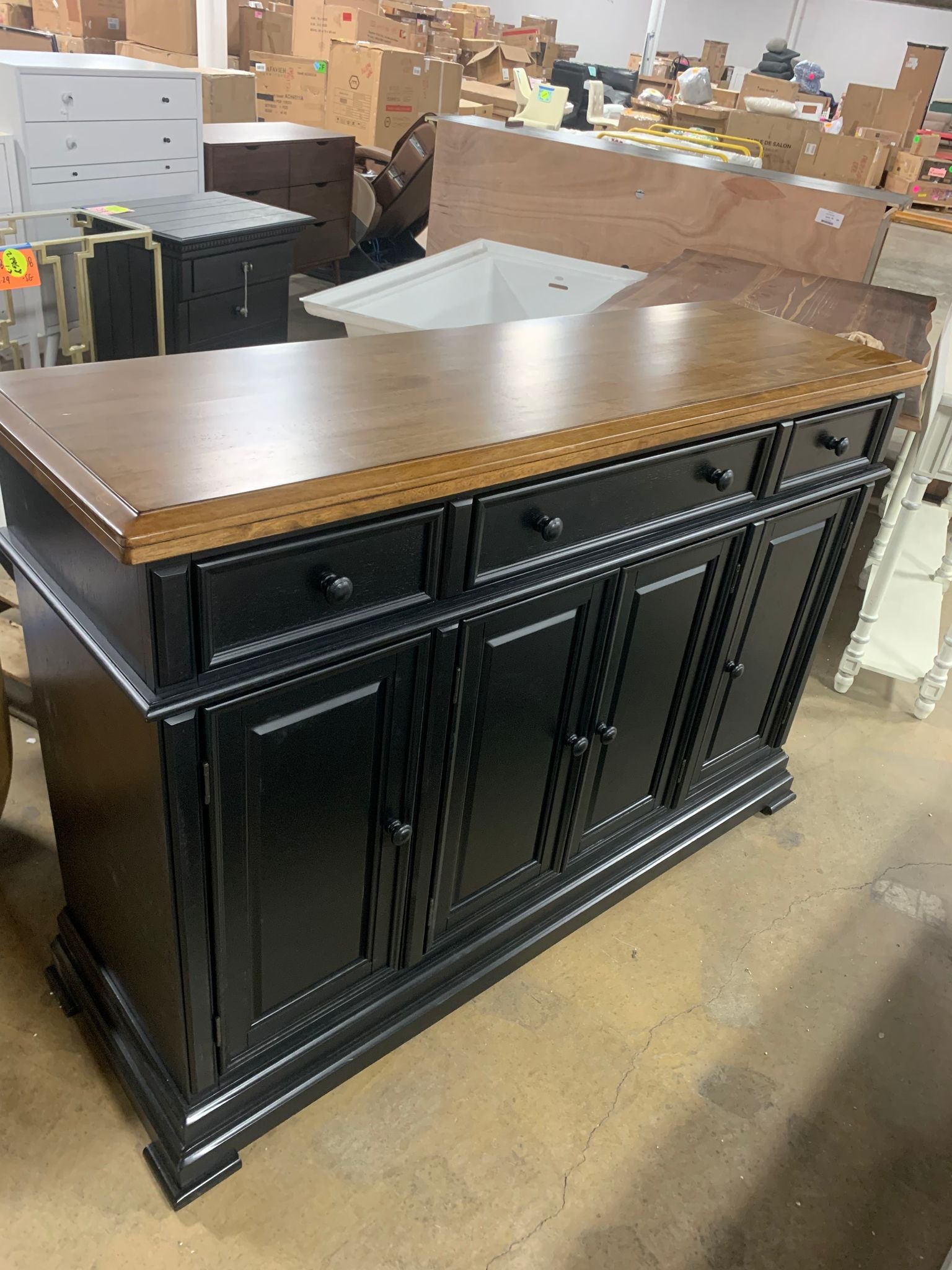 Ebony Almond Courtdale 60'' Wide 3 Drawer Sideboard