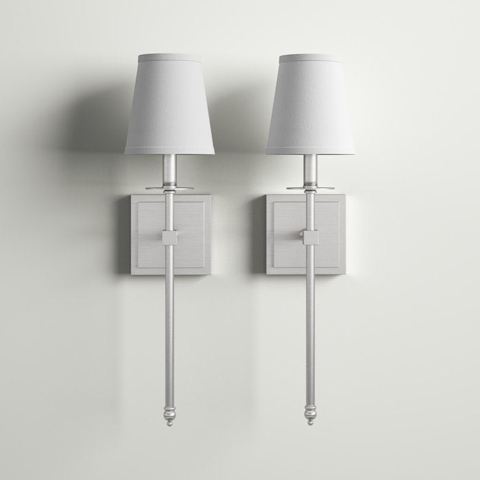 24" H x 5" W x 5" D Satin Nickel Barrett 2 - Light Dimmable Wallchiere (Set of 2)