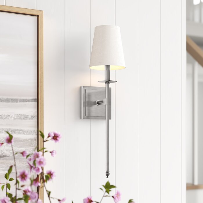 24" H x 5" W x 5" D Satin Nickel Barrett 2 - Light Dimmable Wallchiere (Set of 2)