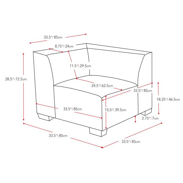 Lida Fabric Corner Wedge Sectional Seat