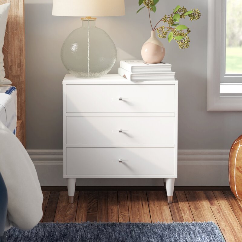 White Verena 3 Drawer Nightstand 7393