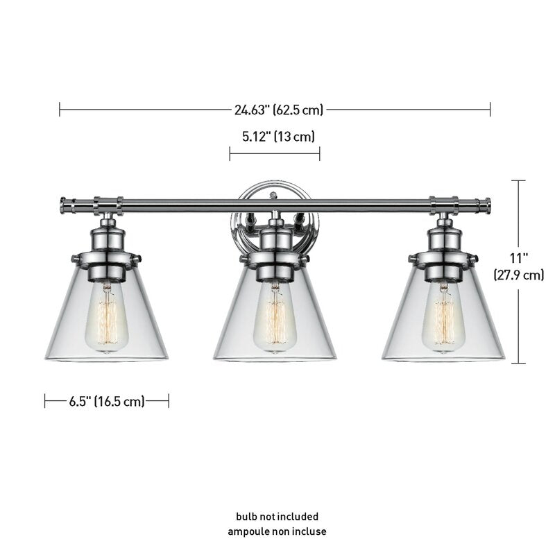 3-Light Dimmable Vanity Light: Chrome #LX2039