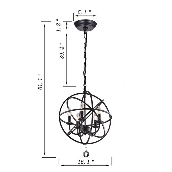 5 - Light Candle Style Globe Chandelier #LX3065
