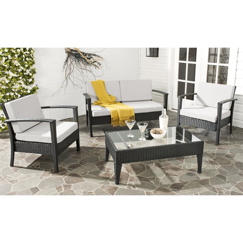 Cade 4 Piece Rattan Sofa Seating Group with Cushion - #8395T