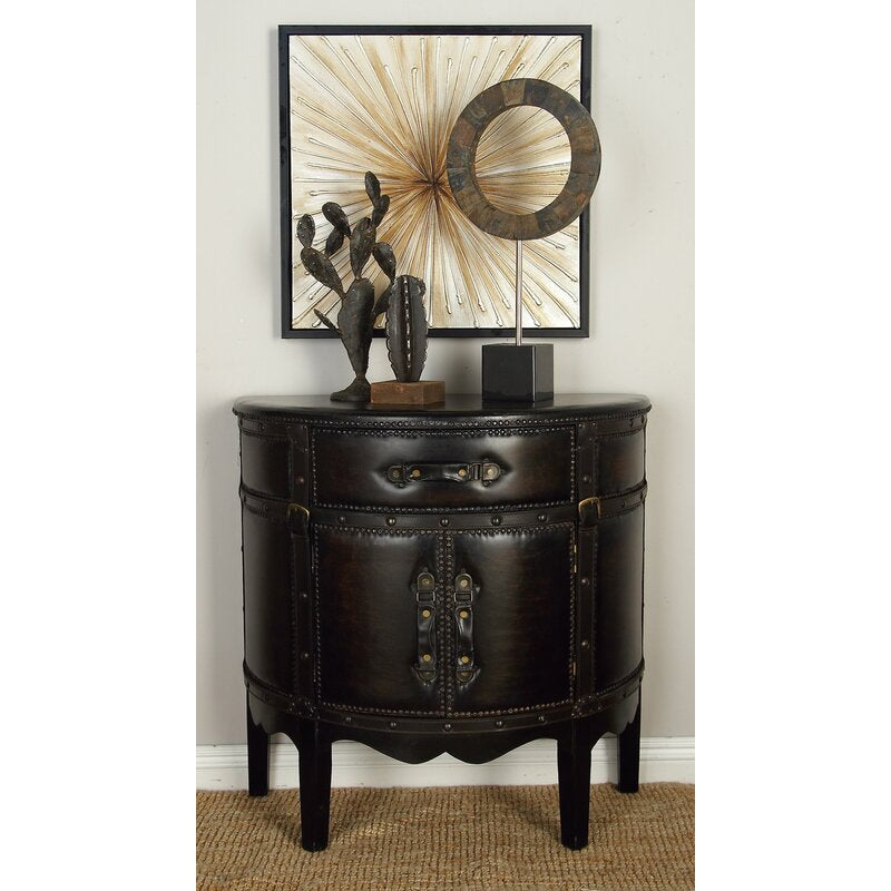 2 Door Faux Leather Accent Cabinet