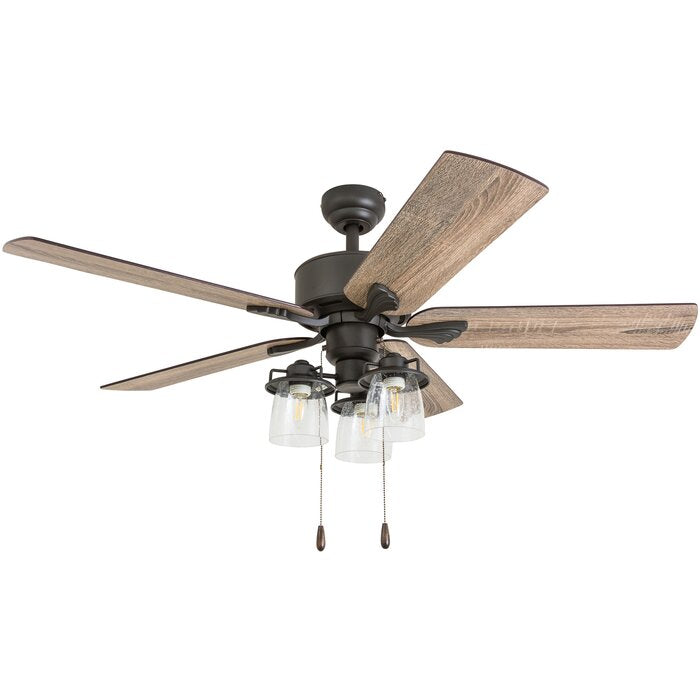 52" Sheyla 5 Blade Ceiling Fan (Light Kit Included) #LX114